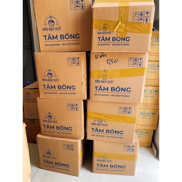 Tăm Bông Người Lớn Cotton Buds 200 que/ Gói Zíp - Bông Bạch Tuyết