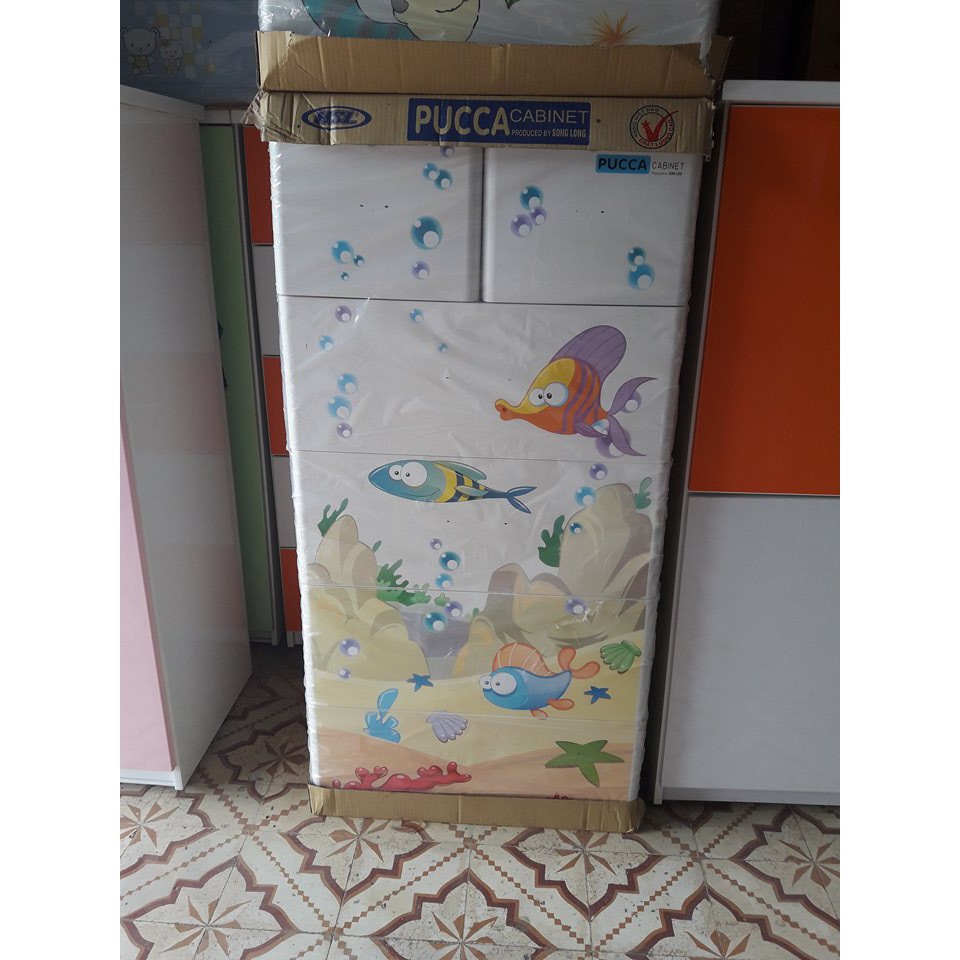 [CÓ HỖ TRỢ SHIP ] Tủ nhựa Song Long 5 tầng 6 ngăn siêu tiện dụng cho bé, Tủ đựng đồ Panda, Pucca nhiều mẫu xinh yêu