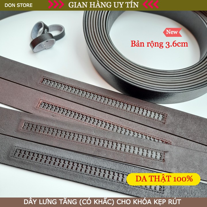 Dây Lưng Nam Da Bò Thật Loại 1 Dành Cho Khóa Tăng (có khấc) kích thước (3.5x125)cm