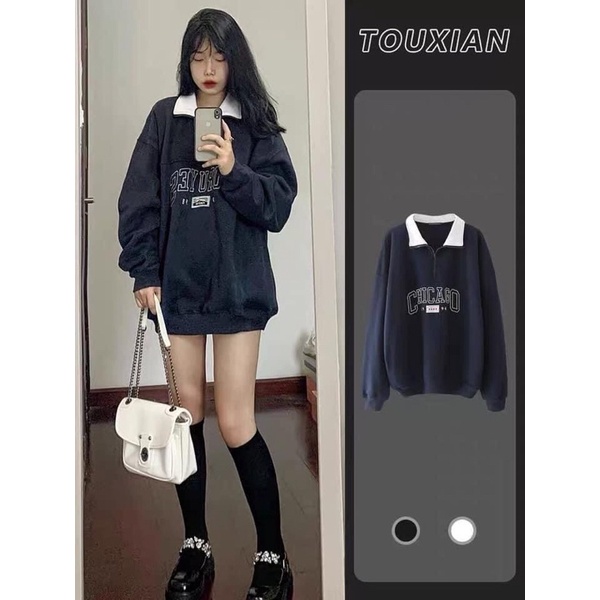 Áo Nỉ Zip Foruyfs Nữ [FREESHIP] 🌸 Sweater cao cổ dài tay bồng, thun hoodie form rộng cá tính Ulzzang 🌸 | BigBuy360 - bigbuy360.vn