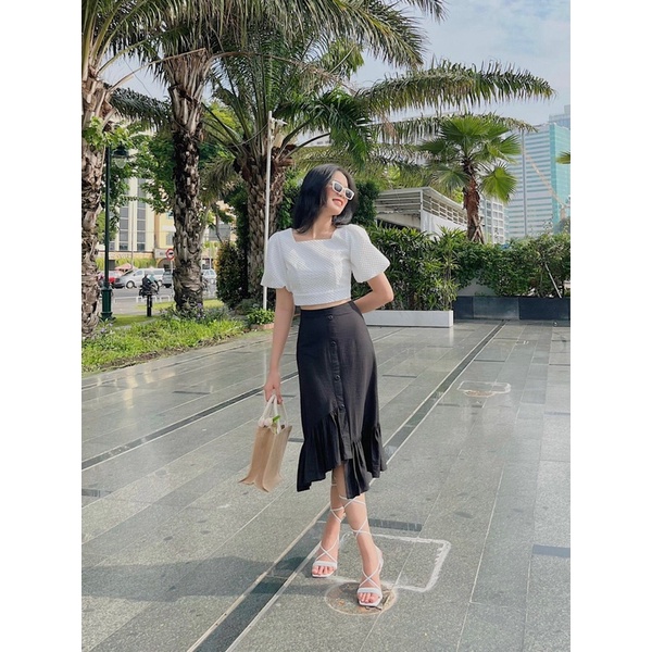 Áo kiểu croptop cột nơ sau THE CIU - Sara Top