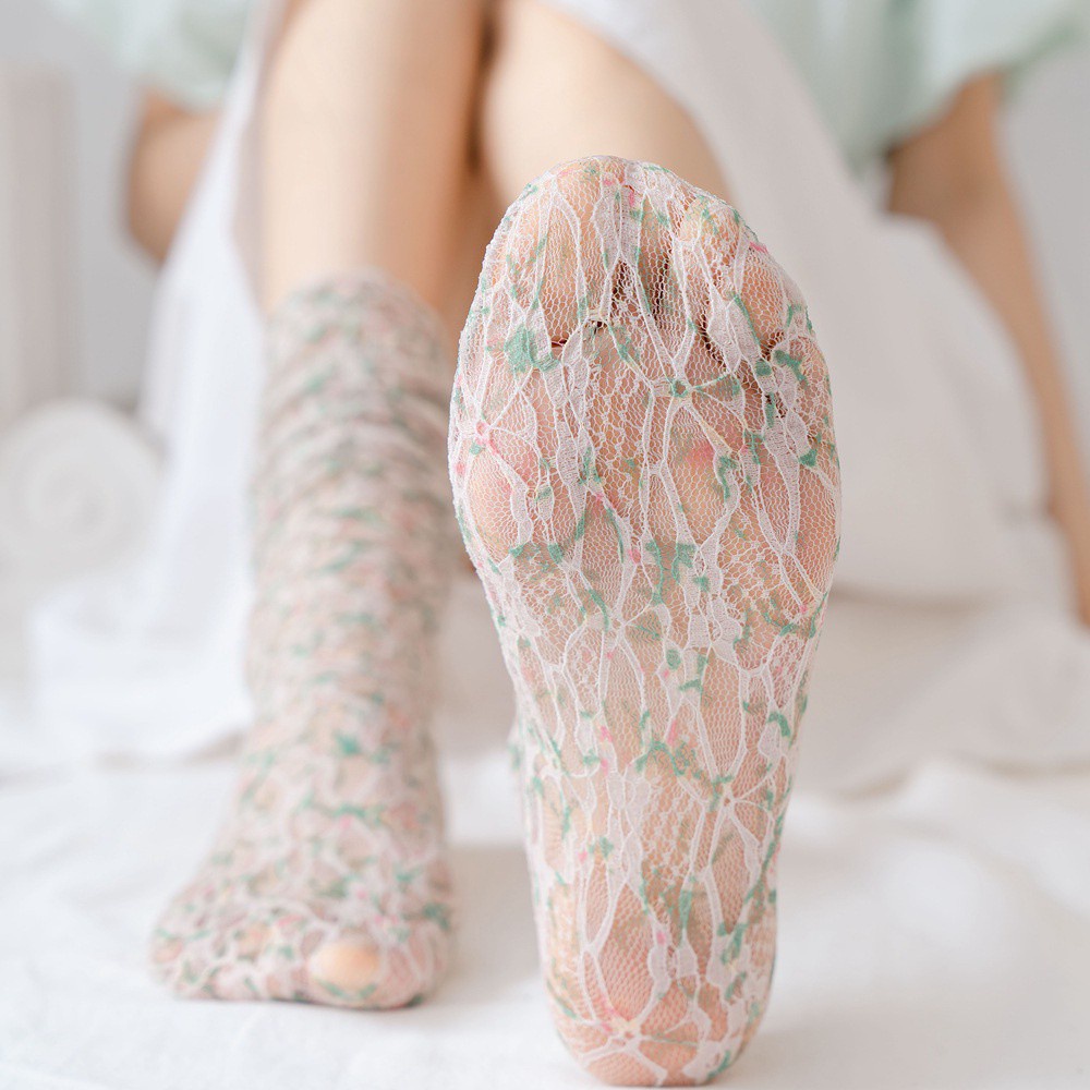 Vớ Lưới Ren Hoa Mỏng Thoáng Khí Nhiều Màu Dễ Thương Phong Cách Nhật Bản Cho Nữ