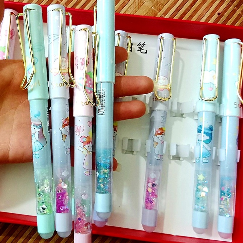 Bút máy rèn chữ, ống mực xoá được cho học sinh tiểu học, nhũ kim tuyến, ngòi kim tinh mài trơn, nét nhỏ, cotienshop93