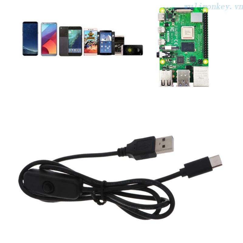 Cáp Nối Dài USB Type C Sang USB Có Nút Bật / Tắt Cho Nguồn RaspberryPi 4B