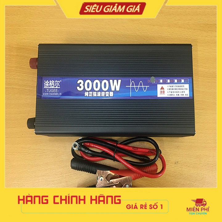 Bộ Đổi Nguồn 12V Lên 220V 3000W Sin Chuẩn Hiển Thị Công Suất