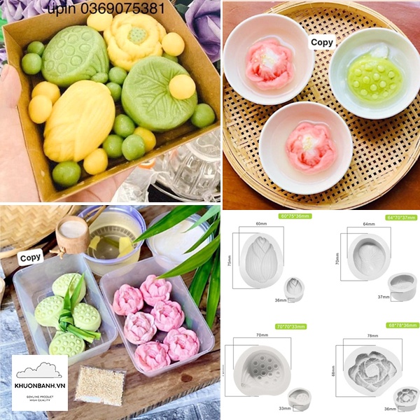 Combo 4 khuôn sen làm bánh trôi bánh chay xôi hoa đậu thạch rau câu