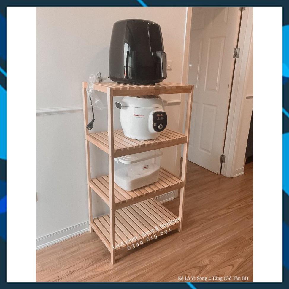 Kệ Lò Vi Sóng 4 Tầng Bằng Gỗ Tần Bì Cao Cấp / Oven-Rack 4f