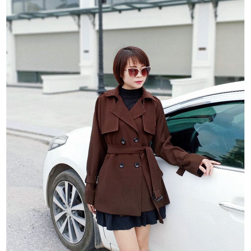 Chất vải đẹp - Áo Mangto Trench coat dáng ngắn [Có sẵn - Hàng Thiết Kế]