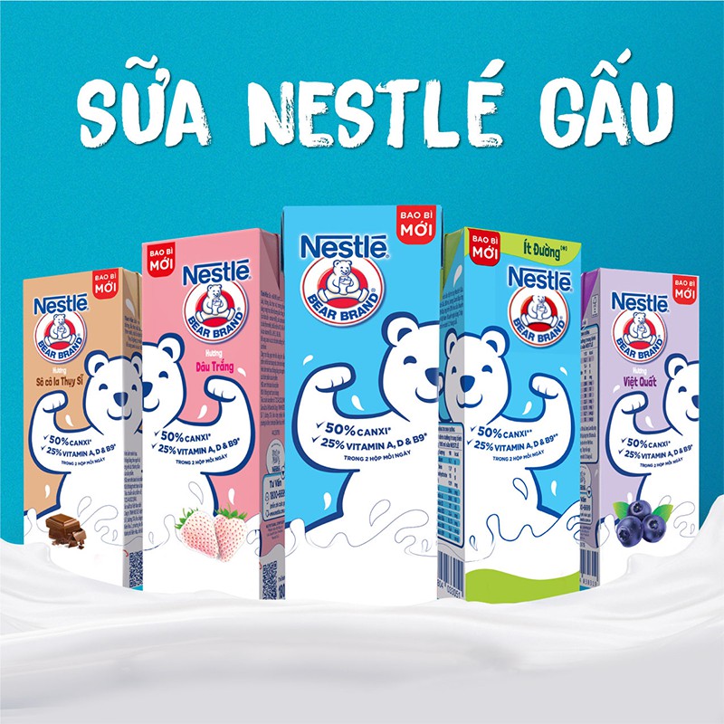 [TẶNG 12 HỘP khi mua 36 hộp] Thùng 48 hộp Sữa Nestlé Gấu Hương Sô cô la Thụy Sĩ (12 lốc x (3+1) hộp x 180ml)