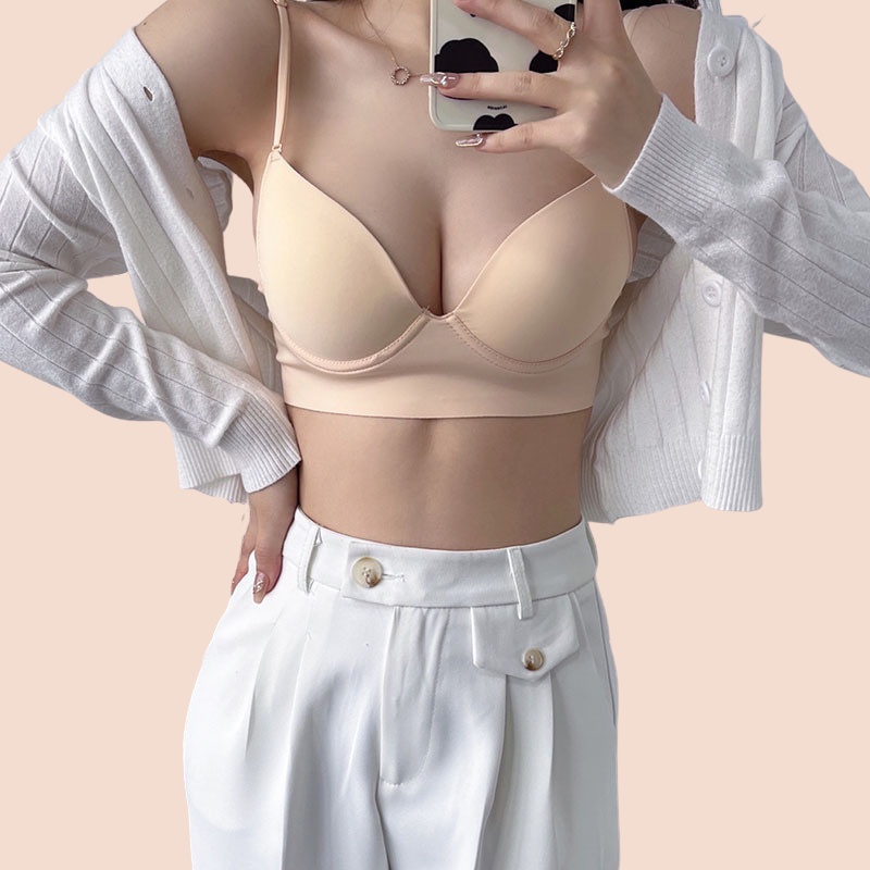 Áo lót mút vừa cup ngang không gọng thun lạnh màu trơn nâng ngực tự nhiên EVA BRA 3939
