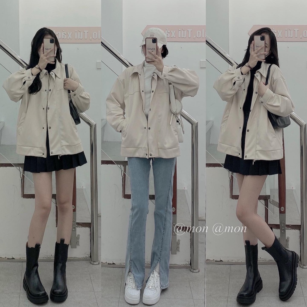 210704 Áo bomber da lộn, áo khoác da lộn nữ , áo khoác bomber thời trang ulzzang, freesize | BigBuy360 - bigbuy360.vn