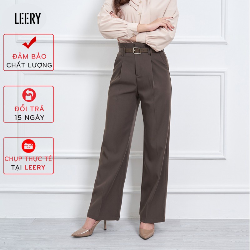 Quần suông lưng cao công sở nữ, thiết kế chất vải đẹp loại QS-02 - LEERY