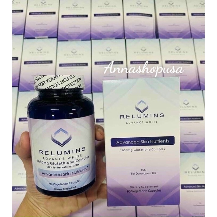 Viên uống trắng da Relumins Advance white 1650mg 90v Mỹ Date 3/2024