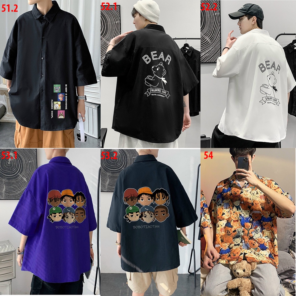 Áo sơ mi họa tiết nam nữ mặc được form rộng tay lỡ, áo sơ mi unisex, áo sơ mi in hình cực hot