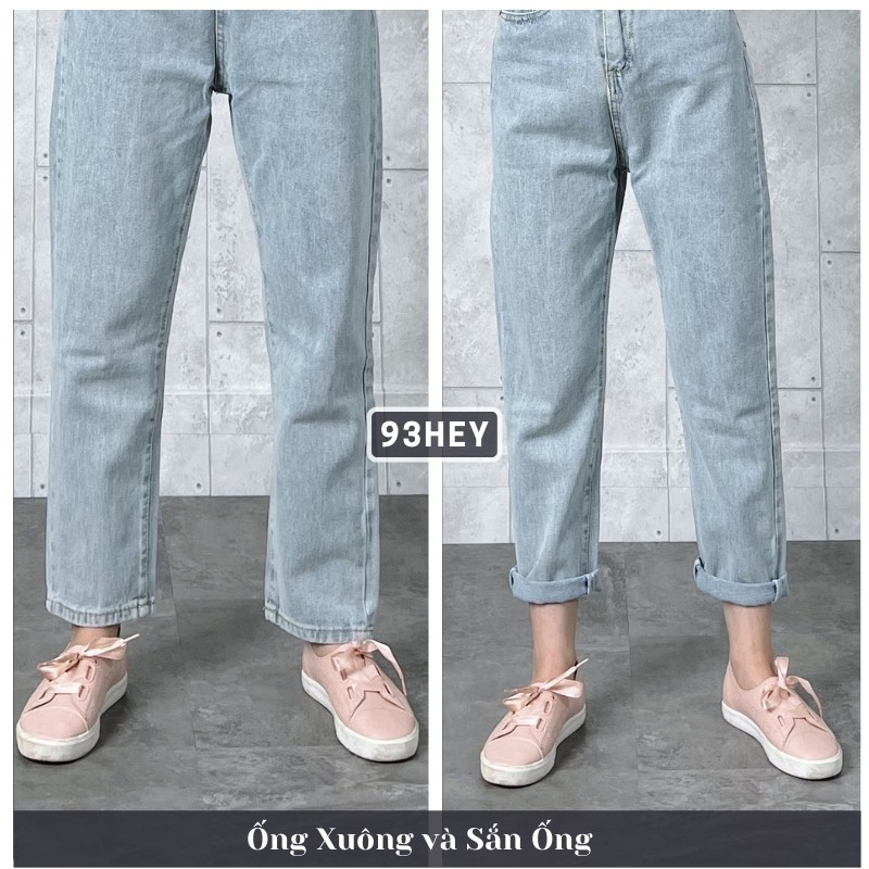 Quần Jean Nữ Dáng Baggy Trơn Cạp Lưng Cao Có Giãn Nhẹ Dày Dặn Quảng Châu 93HEY QJ01 | BigBuy360 - bigbuy360.vn