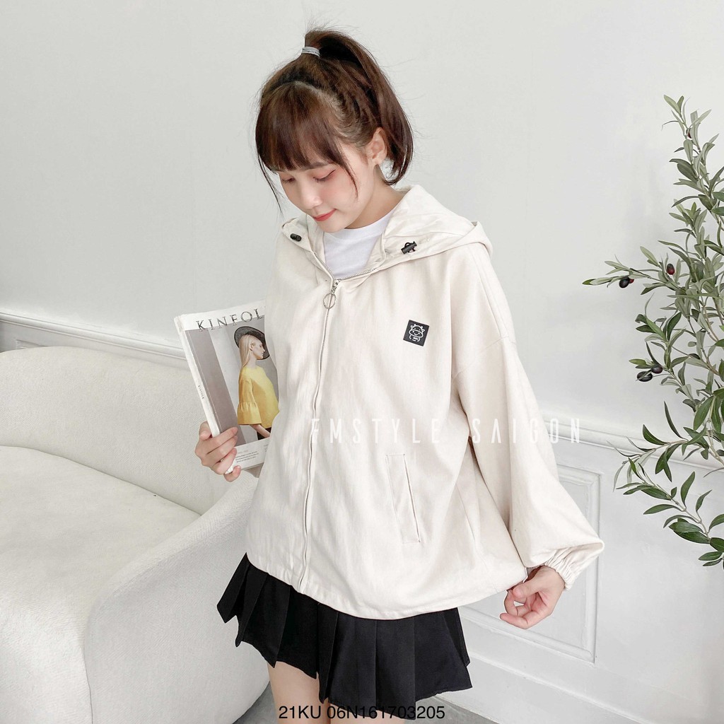 Áo khoác Hoodie rút gấu bò sữa ulzzang unisex thời trang tránh gió VM STYLE 21KU07EP1001