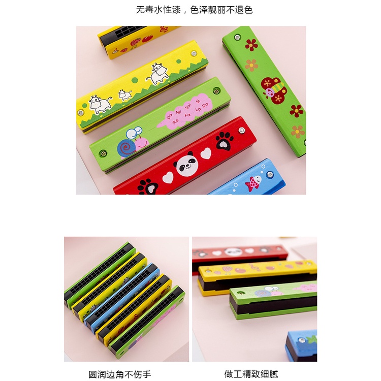 Kèn Harmonica Gỗ 16 Lỗ Đồ Chơi Âm Nhạc Cho Bé