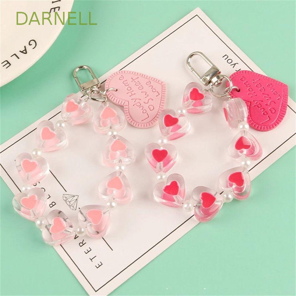 DARNELL Creative Heart Key Chain Packaging Decoration Car Key Ring Sweet Love For Couples Valentine 's Day Birthday Gift Fashion Interior Accessories Ornaments Bag Pendants Acrylic Bead Keychain/Multicolor