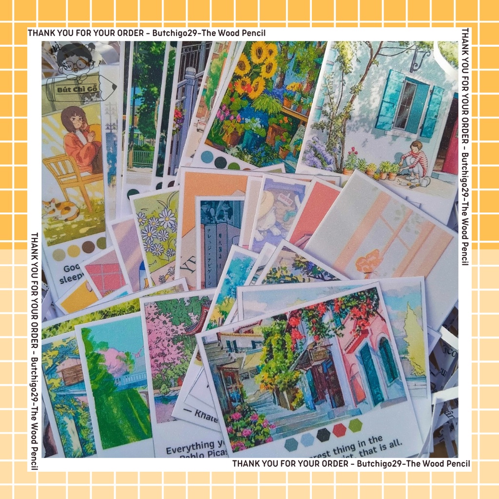 Set Sticker chủ đề Polaroid, ảnh kèm cap tiếng anh hay - Nhãn dán trang trí sổ lưu niệm - Butchigo29