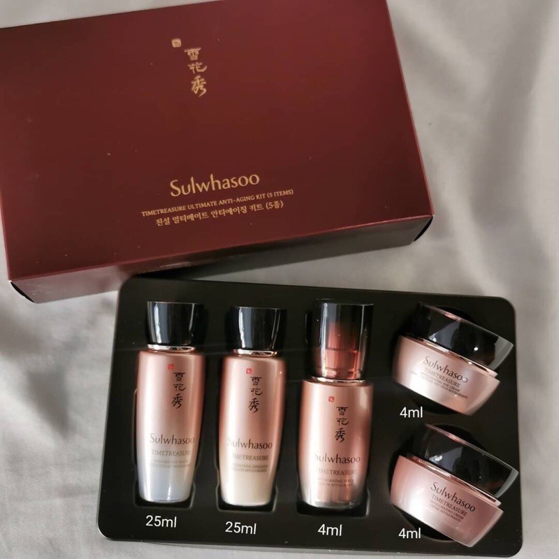 Set Dưỡng Da Chống Lão Hóa Thông Đỏ Sulwhasoo Timetreasure Ultimate Anti-Aging Kit 5 Sản Phẩm