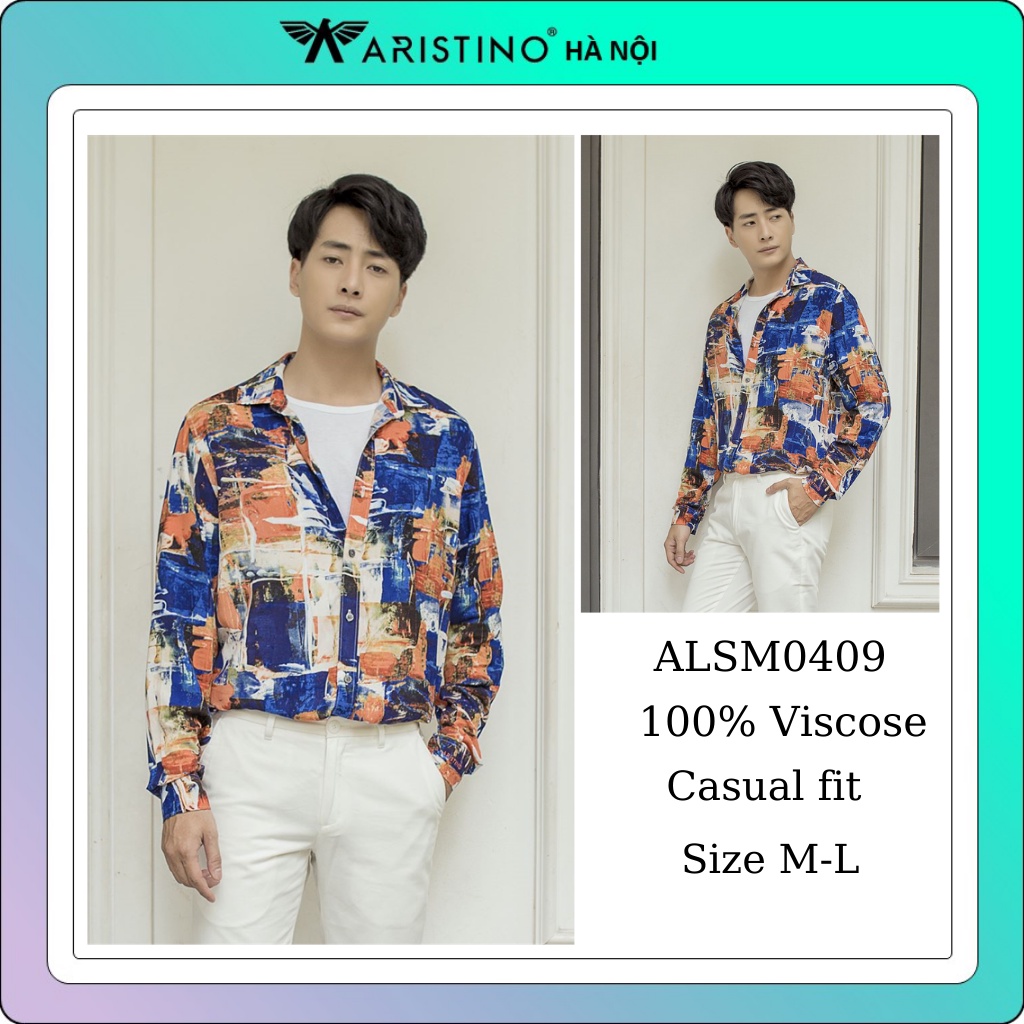 (MỚI 2022)Áo sơ mi nam dài tay Aristino họa tiết châu Âu,vải mềm mướt, from rộng ALSM0409