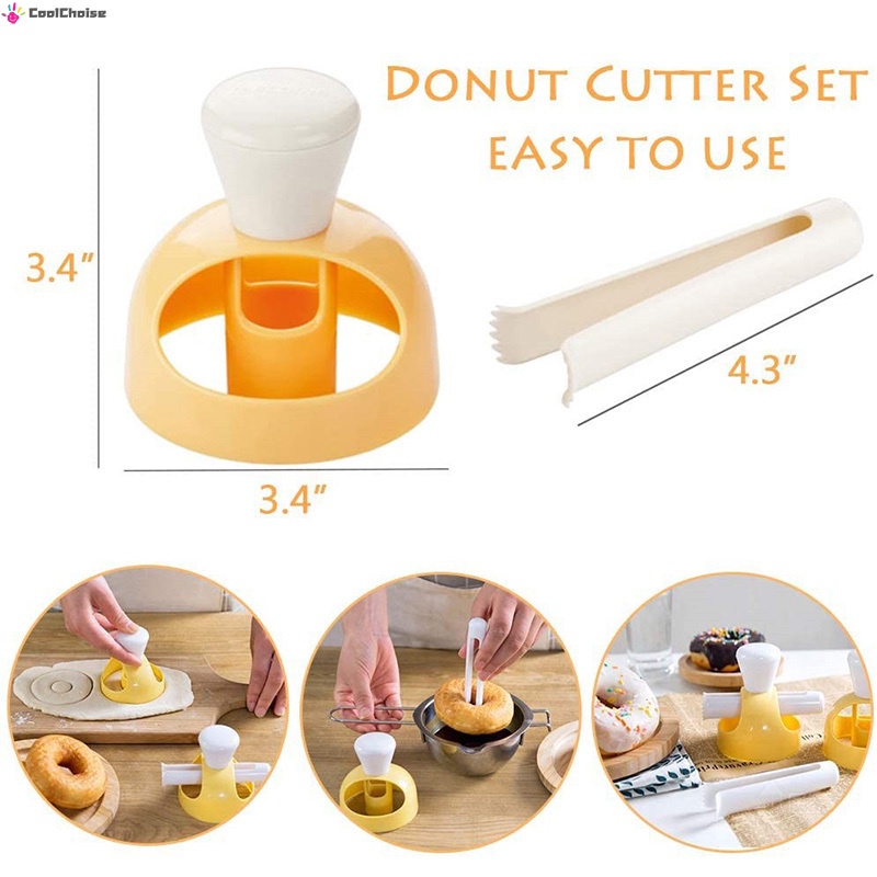 Bộ dụng cụ khuôn làm bánh vòng / bánh tráng miệng + kẹp nhúng + muỗng đong DIY cho nhà bếp