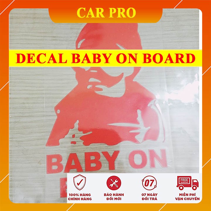 Decal dán trang trí cửa sổ xe hơi hoạt hình &quot; Baby on Board &quot;- CAR PRO