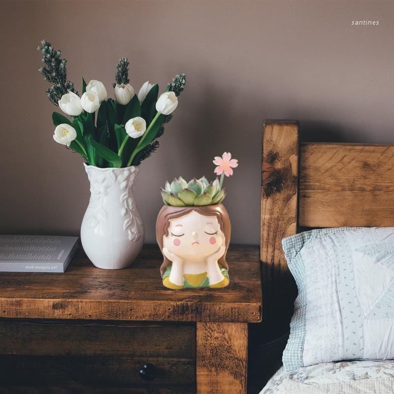 Khuôn Silicone Dùng Làm Chậu Hoa DIY Hình Bé Gái Dễ Thương