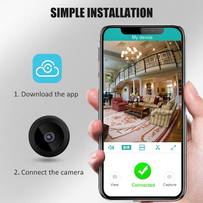 Máy ảnh ứng Dụng Wi Fi Mini Màn Hình Từ Xa Bảo Mật Gia đình Camera IP 720P Ir Night Magnetic Camera Không Dây Dropship A9