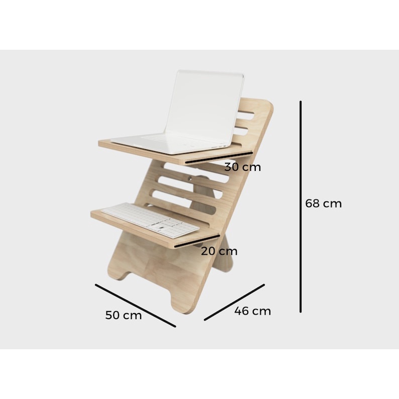 Bàn làm việc đứng PLYWO.STADE-001 | Kệ gỗ để Laptop | D50 x R46 x C68cm | Giảm đau mỏi cổ