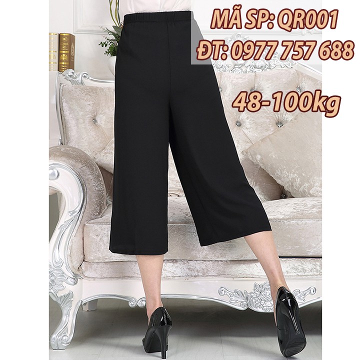 Quần đen ống rộng ngoại cỡ bigsize 80kg 90kg 2 màu đen trắng QR001