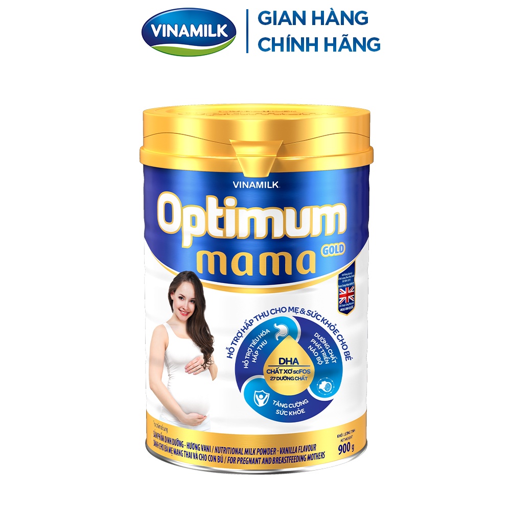 Sữa Bột Vinamilk Optimum Mama Gold Hộp Thiếc 900g - Sữa tốt dành cho bà bầu - Mẹ hấp thu khỏe bé thông minh hơn
