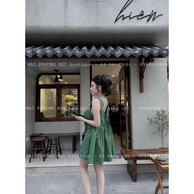 Váy cổ v nơ xếp ly dáng xoè ngắn sexy