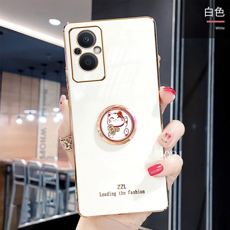 Ốp Điện Thoại Mềm Màu Kẹo Thiết Kế Hình Mèo May Mắn Cho OPPO Reno 7 Z 5G 4G Reno7 Pro