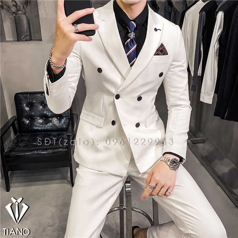 Bộ Vest nam cao cấp 6 khuy kiểu dáng Hàn Quốc cực sang trọng, vải 2 lớp dày đẹp, Suit Nam, vest nam Cao Cấp