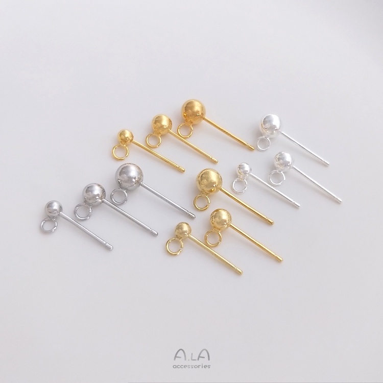 █diy゜14k●1 Cặp 925 Sterling Silver Earrings 14K Gói vàng DIY đính cườm Chất liệu trang trí tai