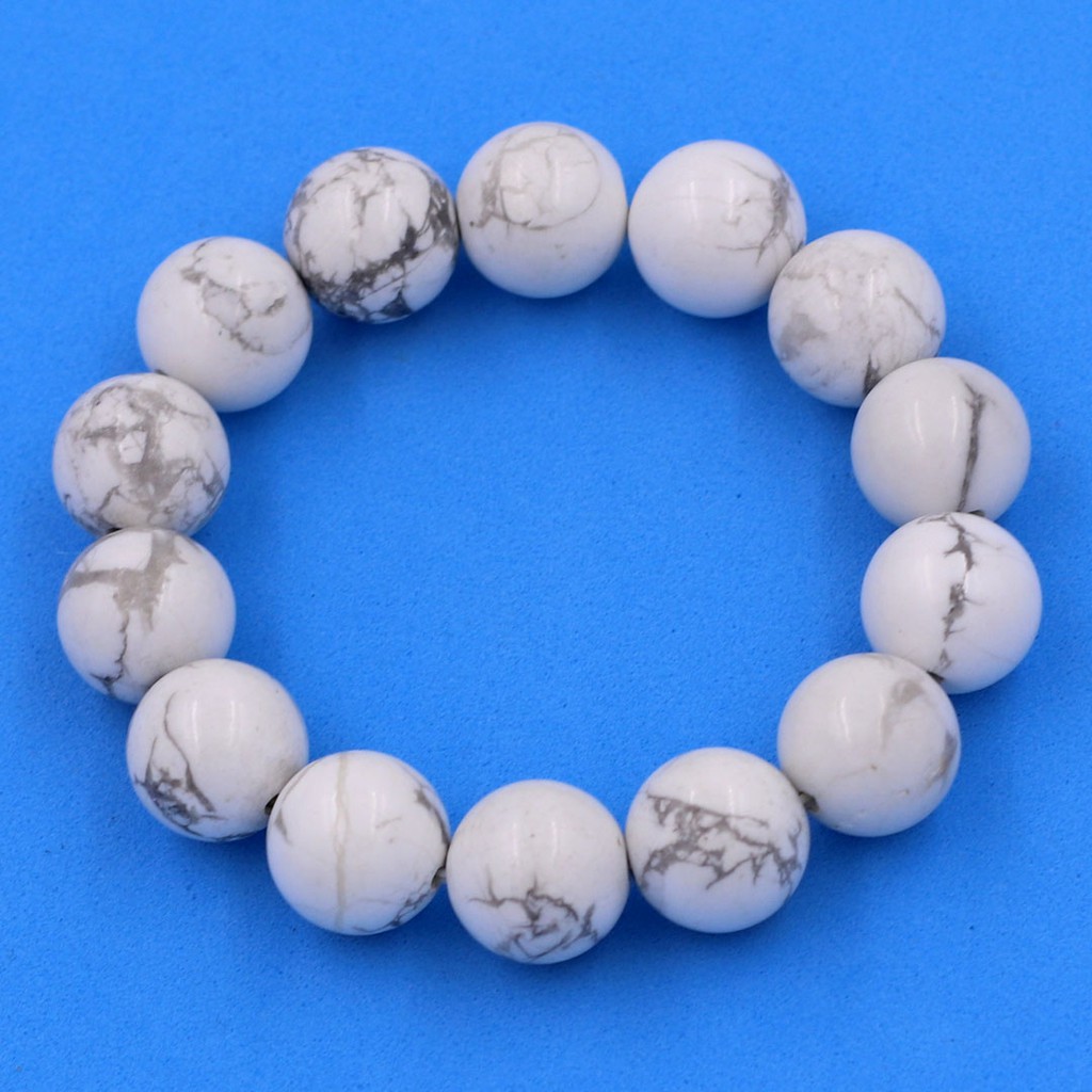 Vòng chuỗi đeo tay đá howlite 14 ly 14 hạt - Chuỗi tay phong thủy