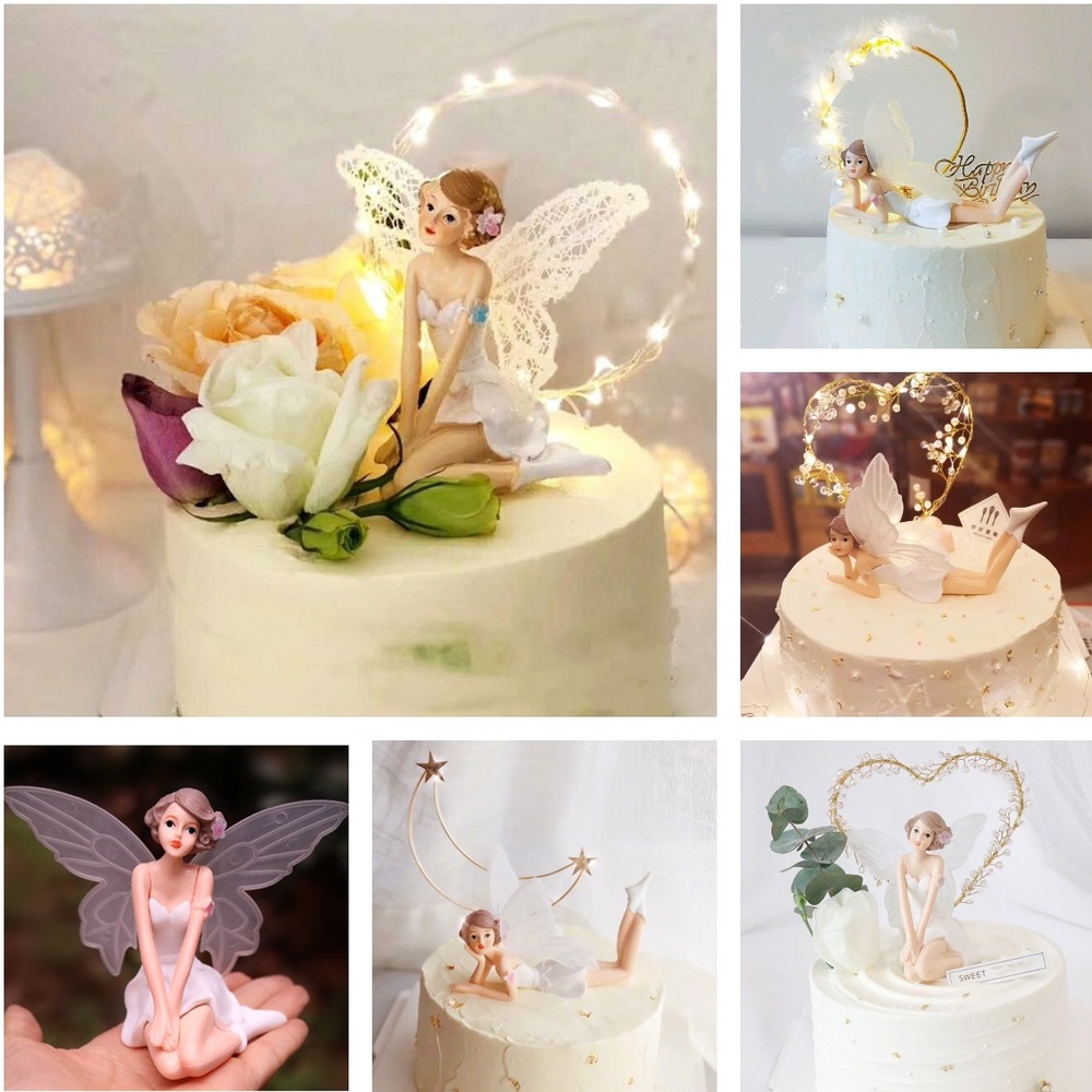 Set 3 Mô Hình Đồ Chơi Nàng Tiên Có Cánh Bay Dùng Trang Trí Bánh Kem