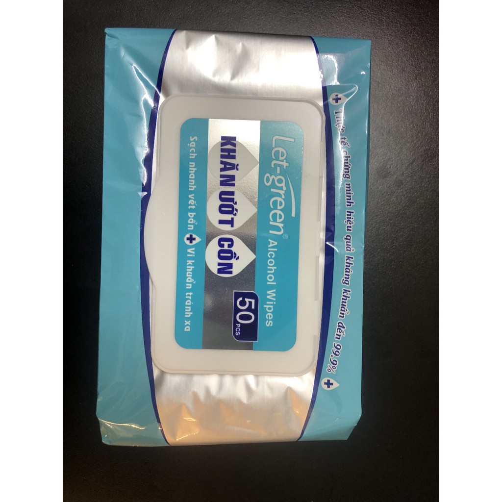 Khăn ướt cồn kháng khuẩn chính hãng LET-GREEN 50chiếc/ gói DrbStore