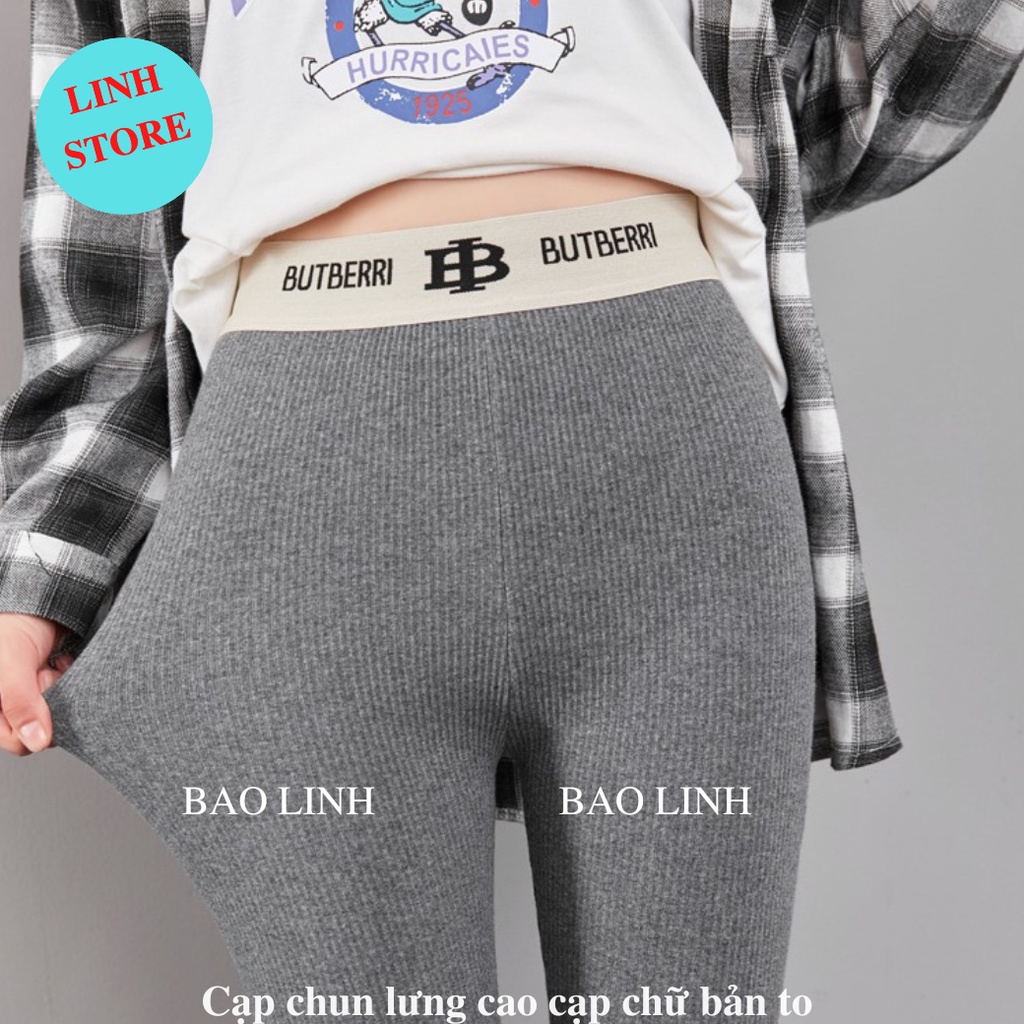 Quần Legging Nữ Len Tăm Lưng Cao Linh Store, Quần Nỉ Nữ Dáng Dài Ôm Body Cạp Chữ