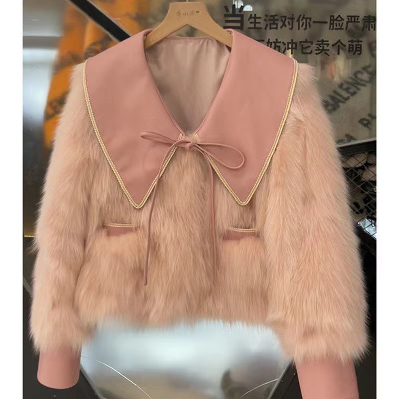 2021 áo khoác trẻ em ghép lông mới mùa thu đông