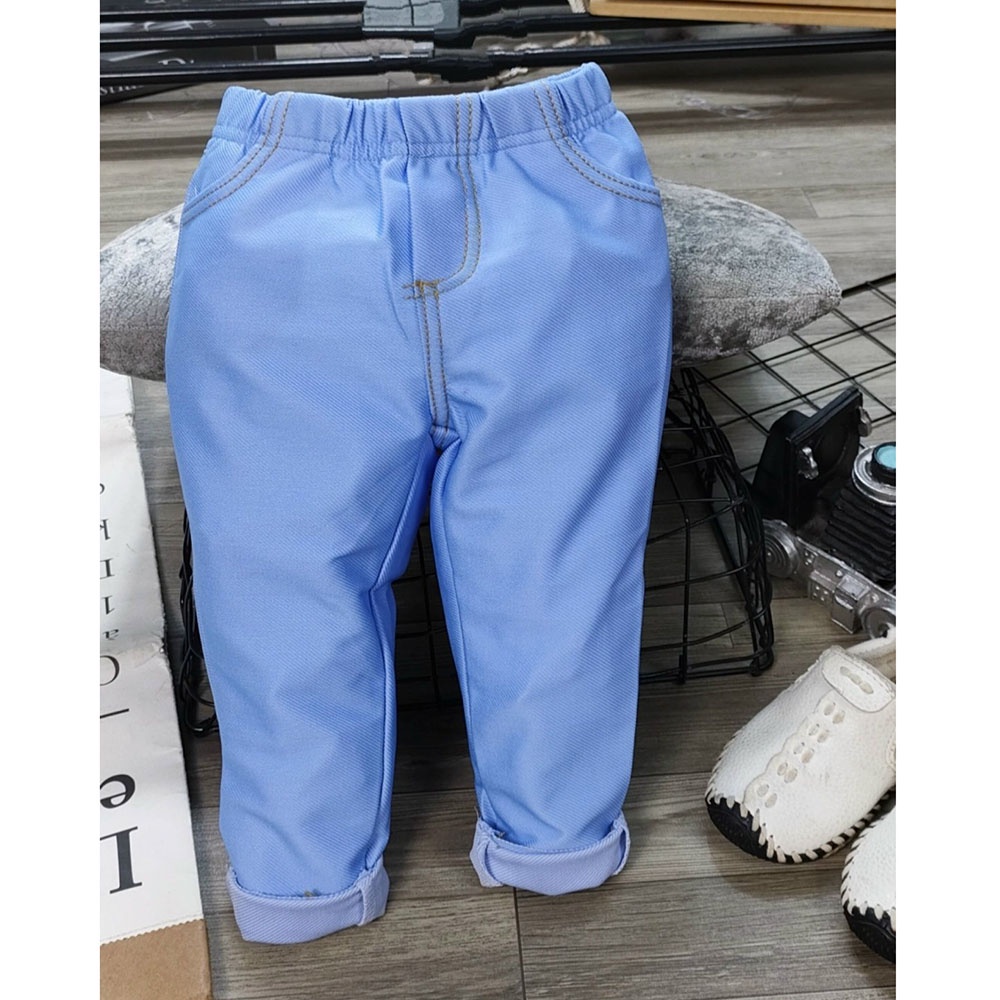 Quần kaki bé trai lưng thun co giãn phối áo dài sơ mi áo thun màu trắng MamLa