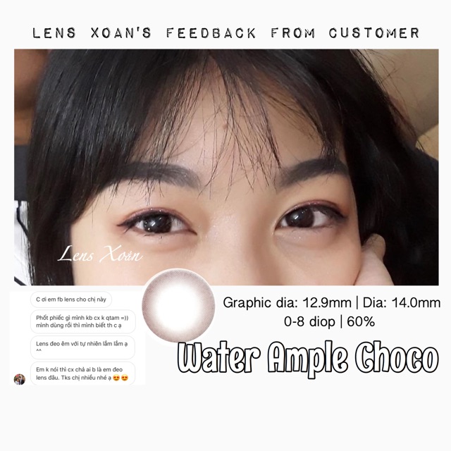 Áp tròng WATER AMPLE CHOCO- LENS ME ( LENS XOẮN): NÂU CHOCO SIÊU TỰ NHIÊN