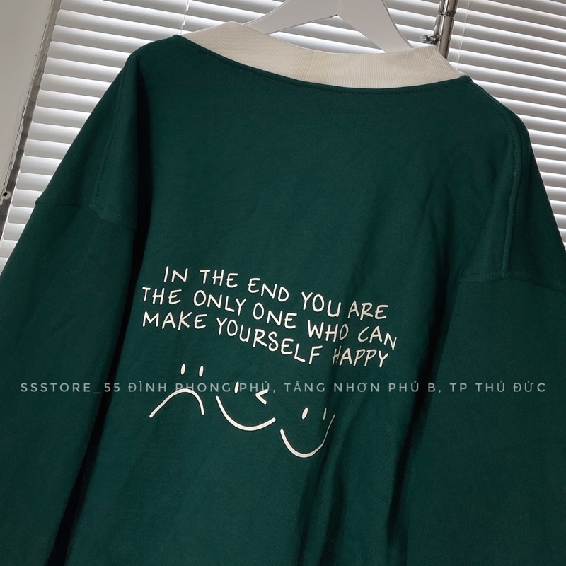 Áo khoác CARDIGAN nỉ W màu xanh viền form rộng unisex nam nữ