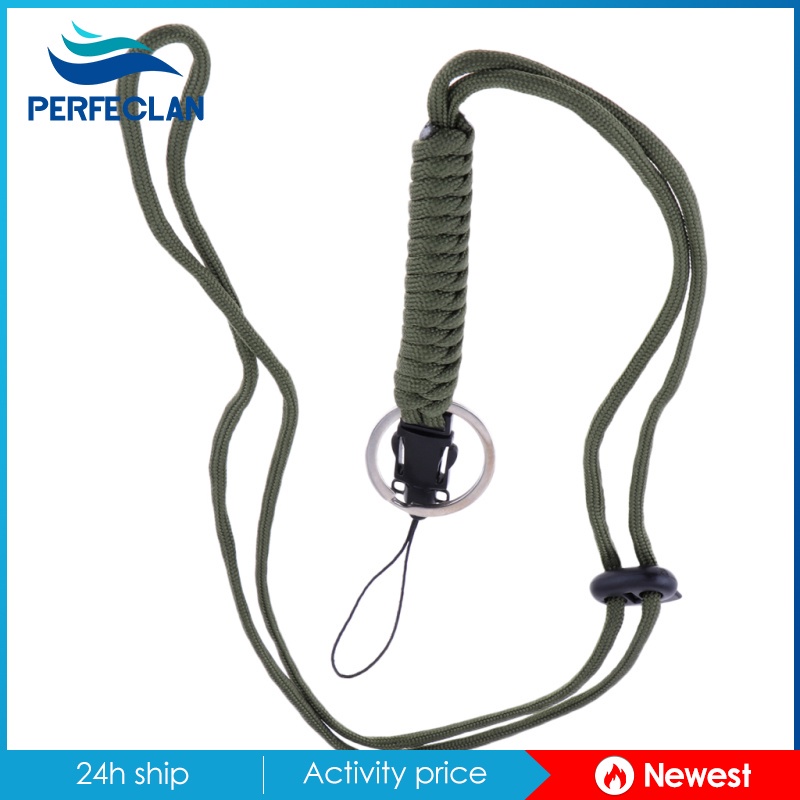 [Perfeclan] Móc Khóa Sinh Tồn Dây Bện Nhiều Màu Sắc Có Vòng Nhẫn Ngoài Trời