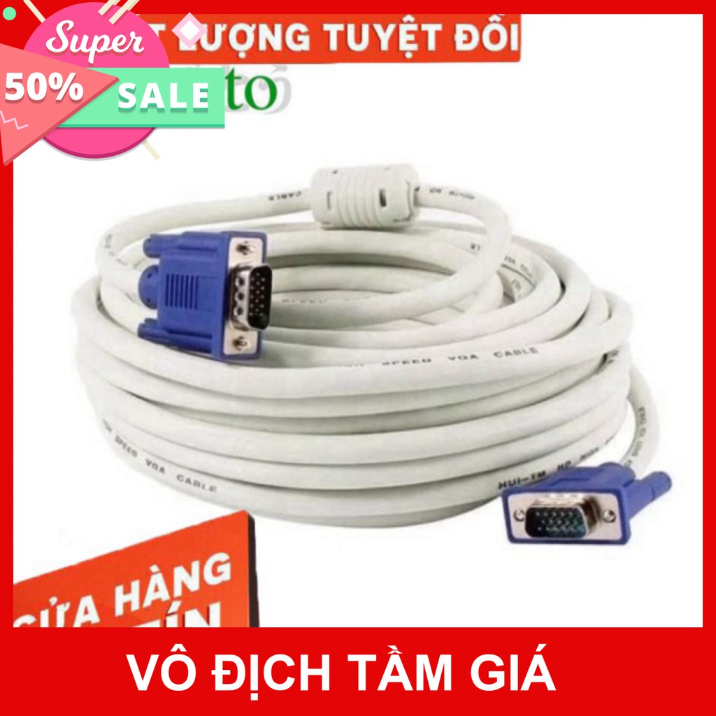 [Giá Sốc] Cáp Vga trắng 15m 20m 25m 30m ARIGATO Đảm Bảo Chất Lượng