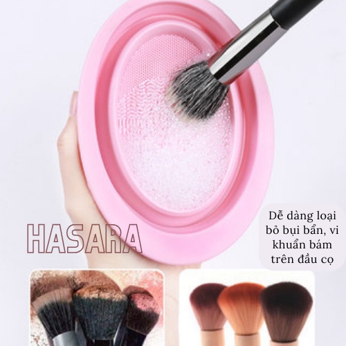Dụng cụ vệ sinh cọ trang điểm, miếng rửa cọ, mút trang điểm chất liệu silicon gấp gọn tiện dụng H001 - Hasara