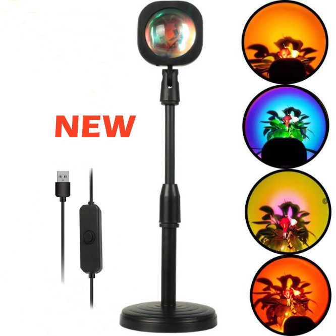Đèn LED đứng chiếu sáng màu hoàng hôn/ cầu vồng/ mặt trời hiện đại trang trí phòng ngủ/ phòng khách 4 màu trong 1/Sunset Projection Floor Light