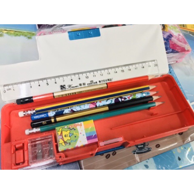 Hộp bút nhựa nam châm 2 mặt, Hộp đựng bút có gọt chì cho bé trai và gái - ĐỨC HUY STORE