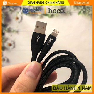 Dây sạc Iphone chính hãng Hoco Duo2 SẠC NHANH 3A đầu cáp gia cố chống gẫy ngầm, dây bọc vải dù chống kéo cho Iphone Ipad